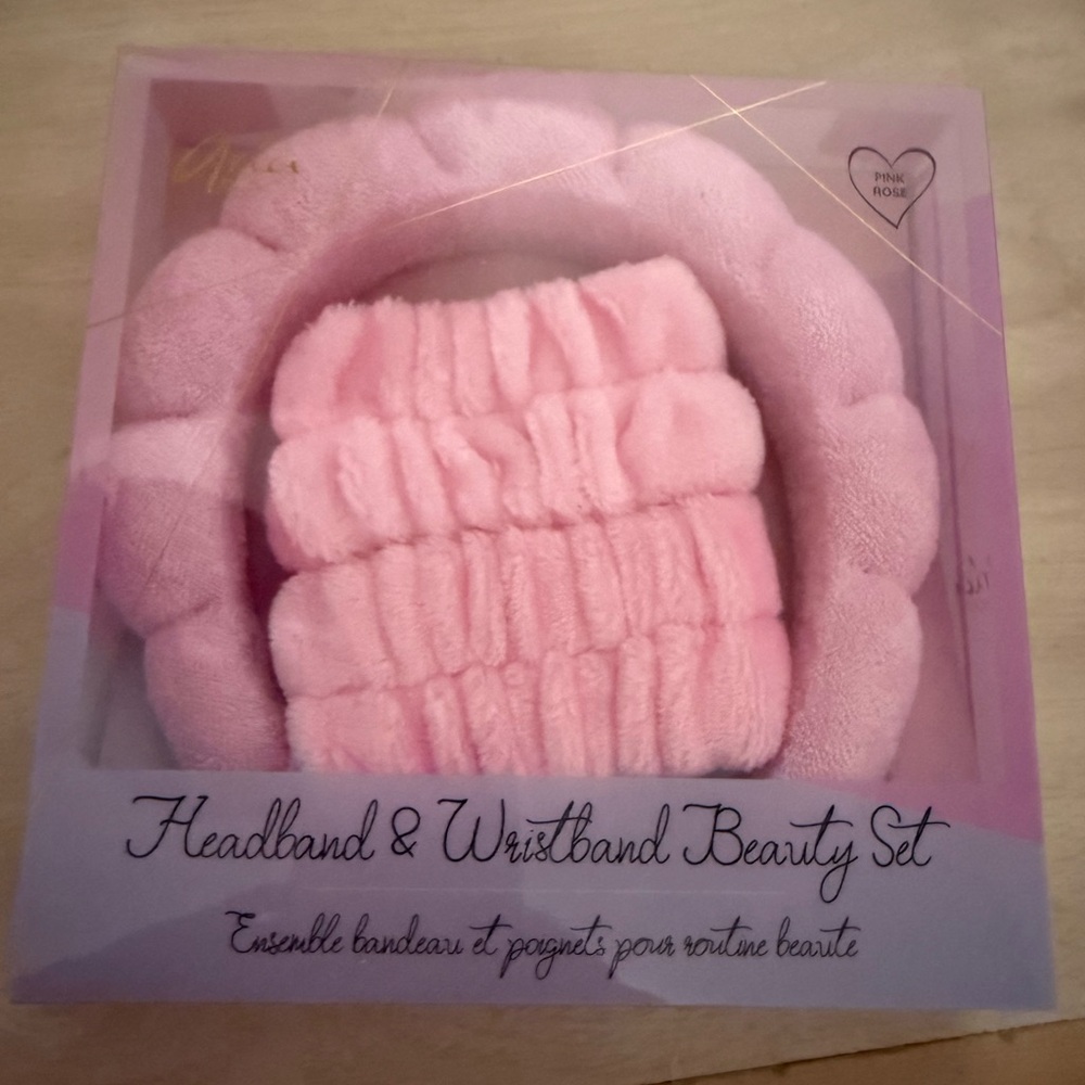Aria Pink Makeup Headband & Wristband Set